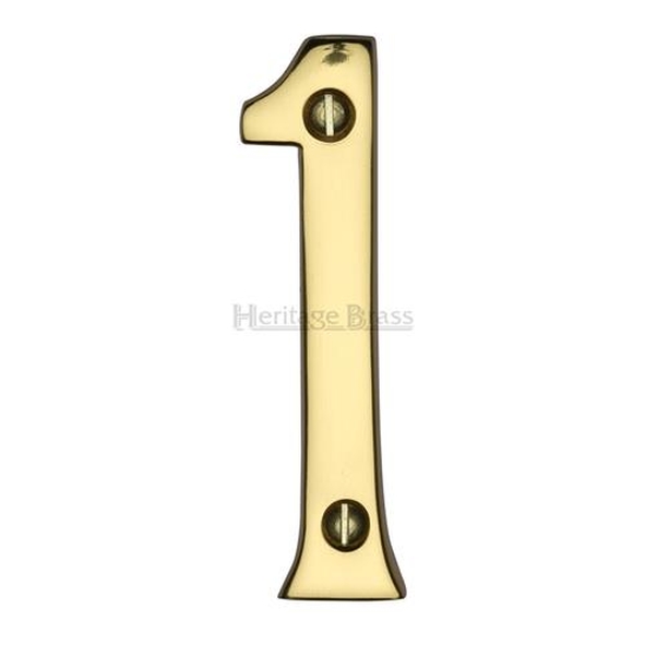 C1561 1-PB • 76mm • Polished Brass • Heritage Brass Face Fixing Numeral 1
